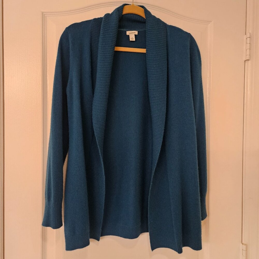 Cashmire Cardigan Sweater LLBean Teal Green Size Small